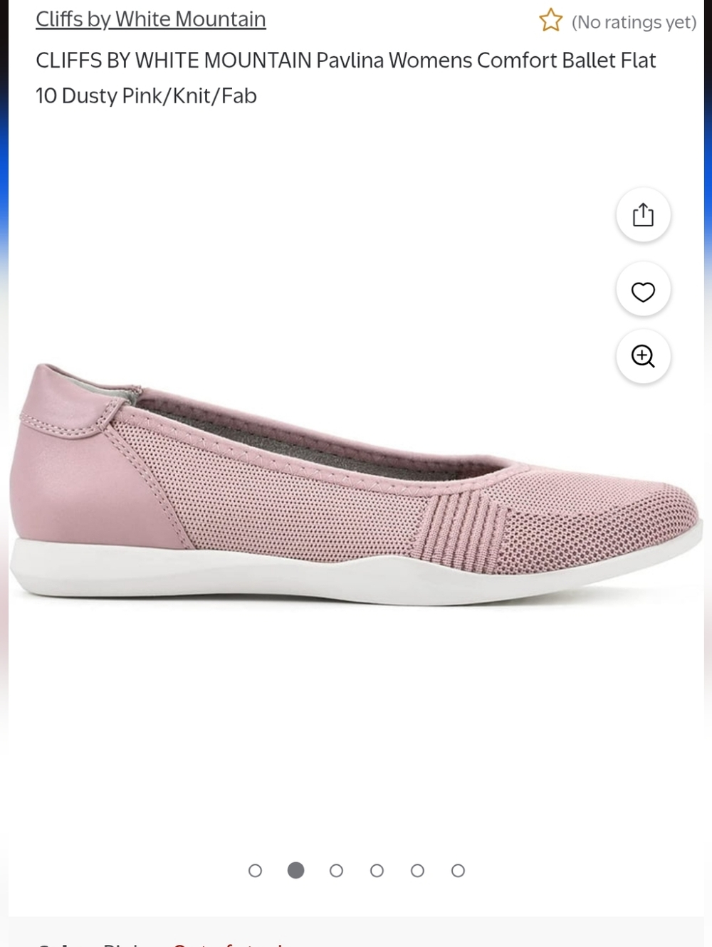 Cliffs by WHITE MOUNTAIN Pink Knit Pavlina Comfort Flats Size 6 NEW NWT - Picture 2 of 15